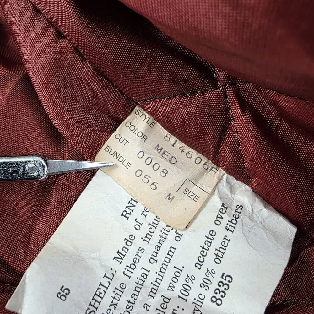 Vintage Sears Jacket Mens Medium Brown Plaid Flannel Quilted Lined Workwear 70s - Picture 16 of 16